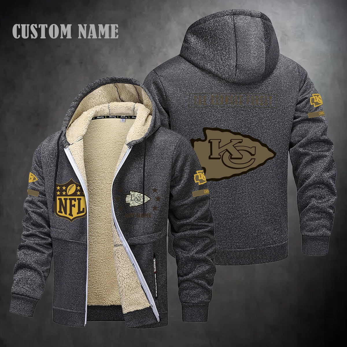 Kansas City Chiefs NFL-Lamb Fleece Thick Coat- Custom name 10154094N