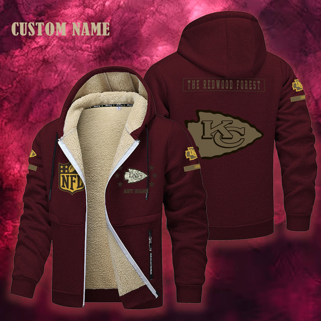 Kansas City Chiefs NFL-Lamb Fleece Thick Coat- Custom name 10154094N