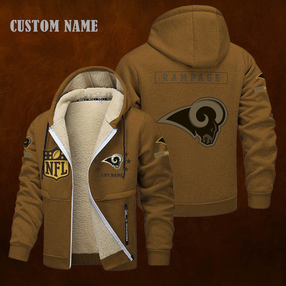 Los Angeles Rams NFL-Lamb Fleece Thick Coat- Custom name 10154094N