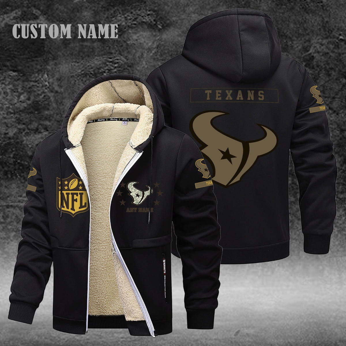 Houston Texans NFL-Lamb Fleece Thick Coat- Custom name 10154094N