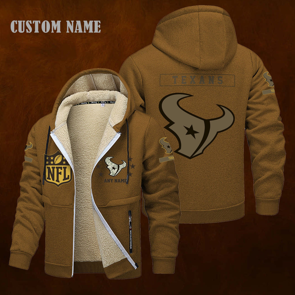 Houston Texans NFL-Lamb Fleece Thick Coat- Custom name 10154094N