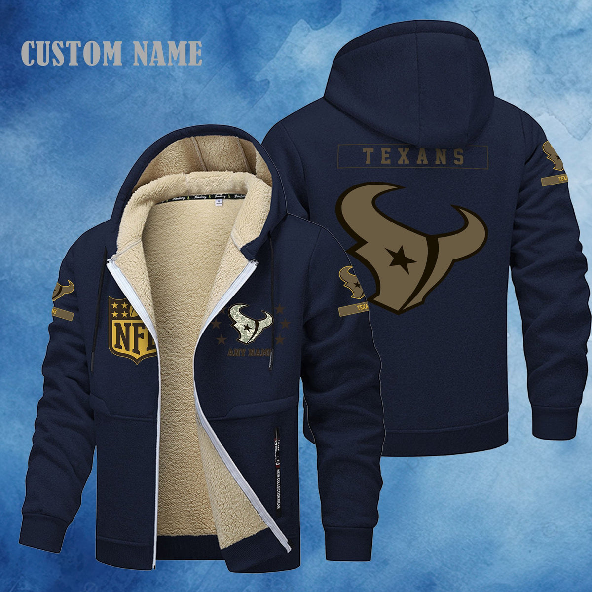 Houston Texans NFL-Lamb Fleece Thick Coat- Custom name 10154094N