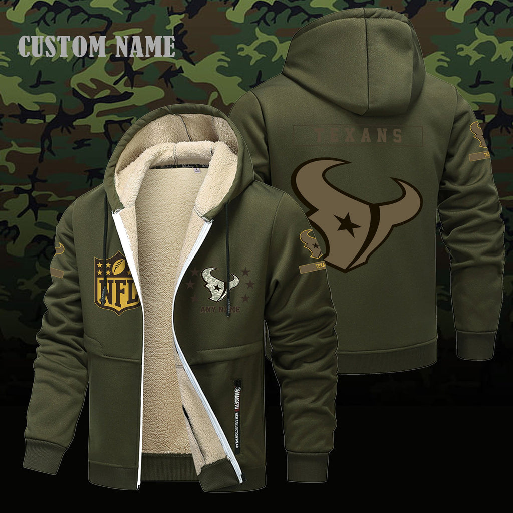 Houston Texans NFL-Lamb Fleece Thick Coat- Custom name 10154094N