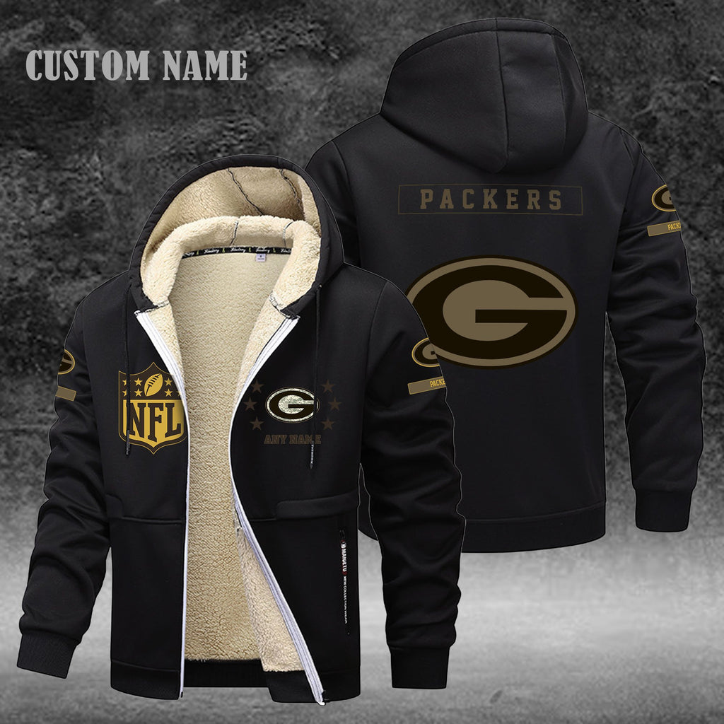 Green Bay Packers NFL-Lamb Fleece Thick Coat- Custom name 10154094N