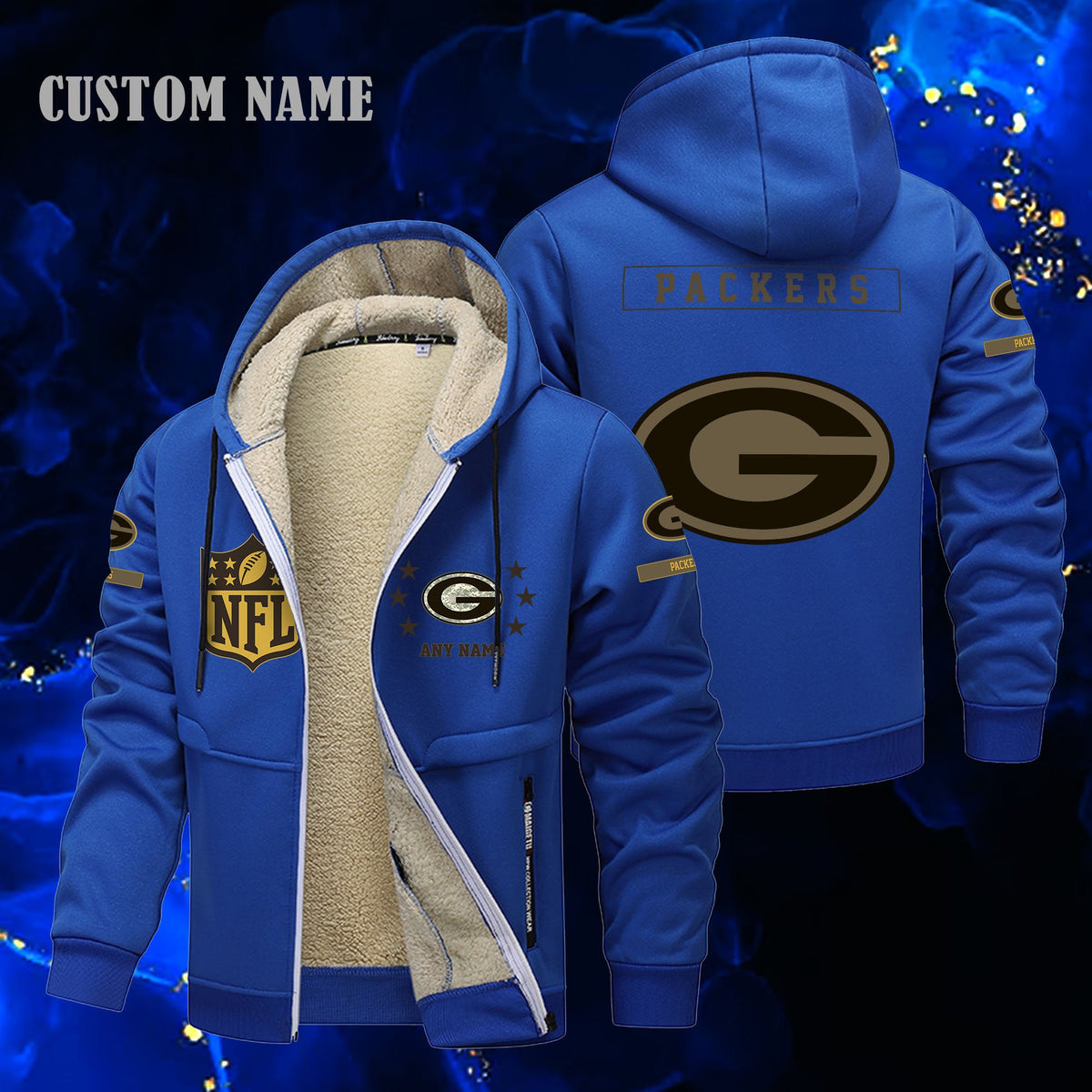 Green Bay Packers NFL-Lamb Fleece Thick Coat- Custom name 10154094N