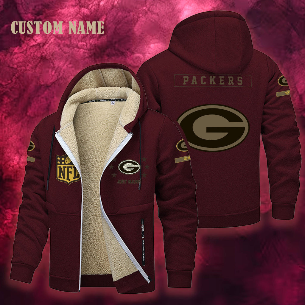 Green Bay Packers NFL-Lamb Fleece Thick Coat- Custom name 10154094N