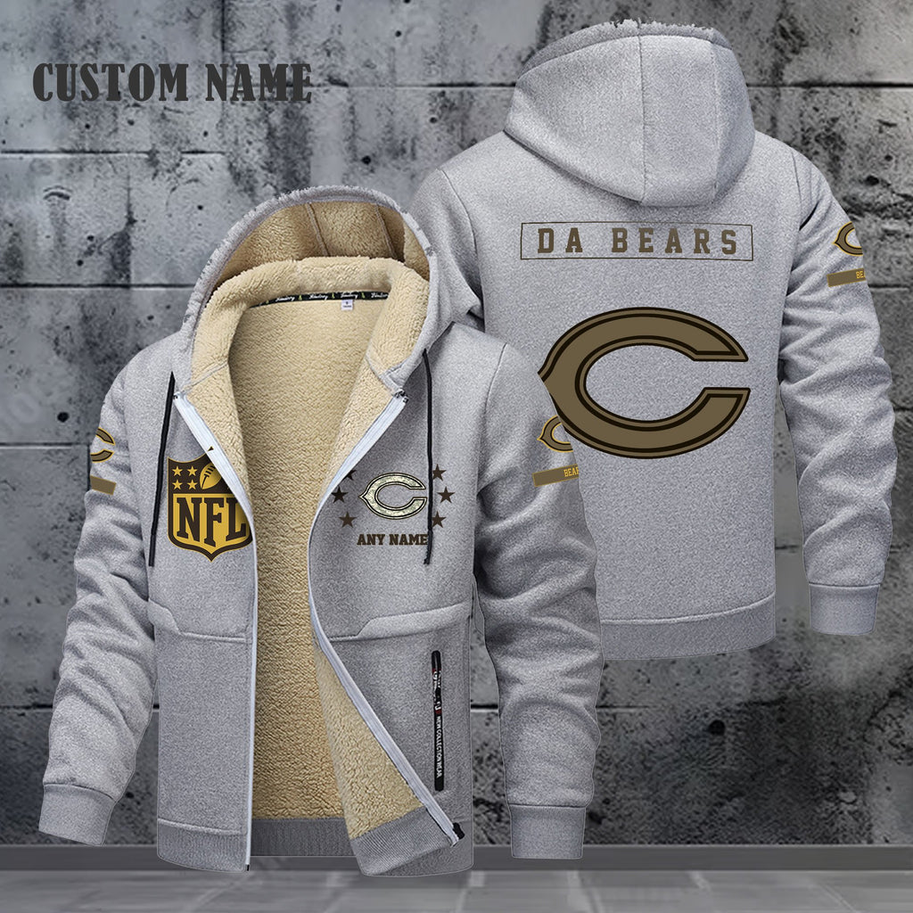 Chicago Bears NFL-Lamb Fleece Thick Coat- Custom name 10154094N