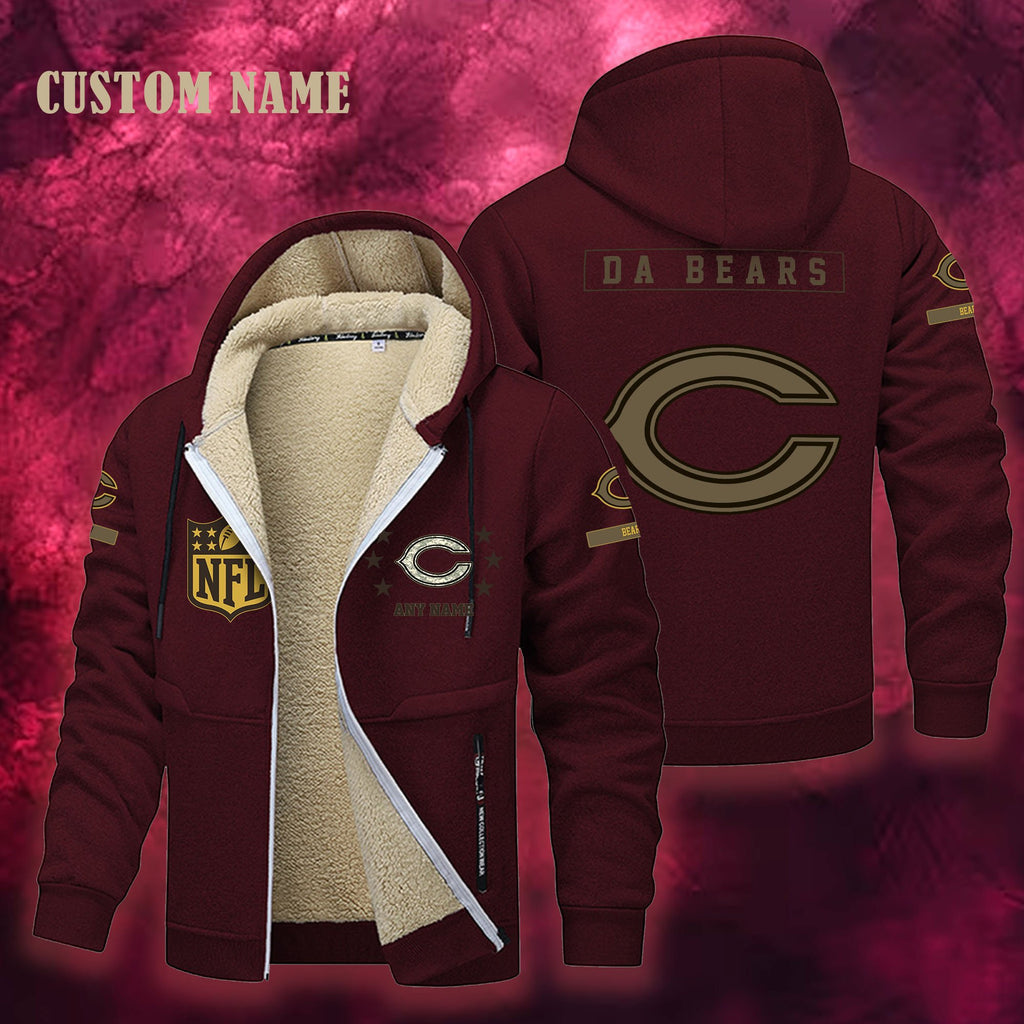 Chicago Bears NFL-Lamb Fleece Thick Coat- Custom name 10154094N