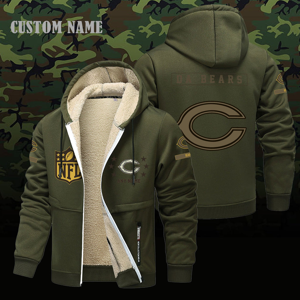 Chicago Bears NFL-Lamb Fleece Thick Coat- Custom name 10154094N