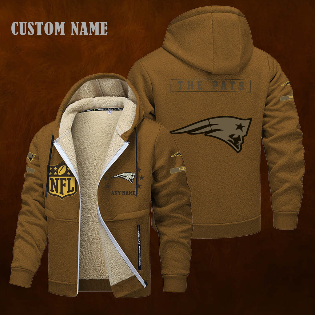 New England Patriots NFL-Lamb Fleece Thick Coat- Custom name 10154094N