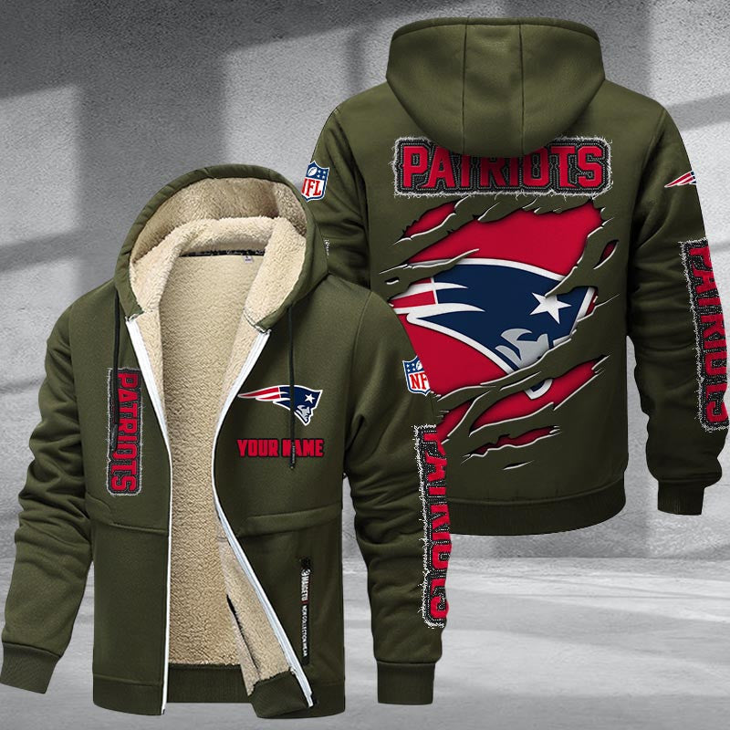 New England Patriots DMTZ0375 Premium Sherpa-Lined Winter Hoodie – Personalized Edition