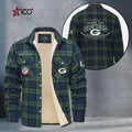 Green Bay Packers Fleece Flannel Plaid Jacket MN12