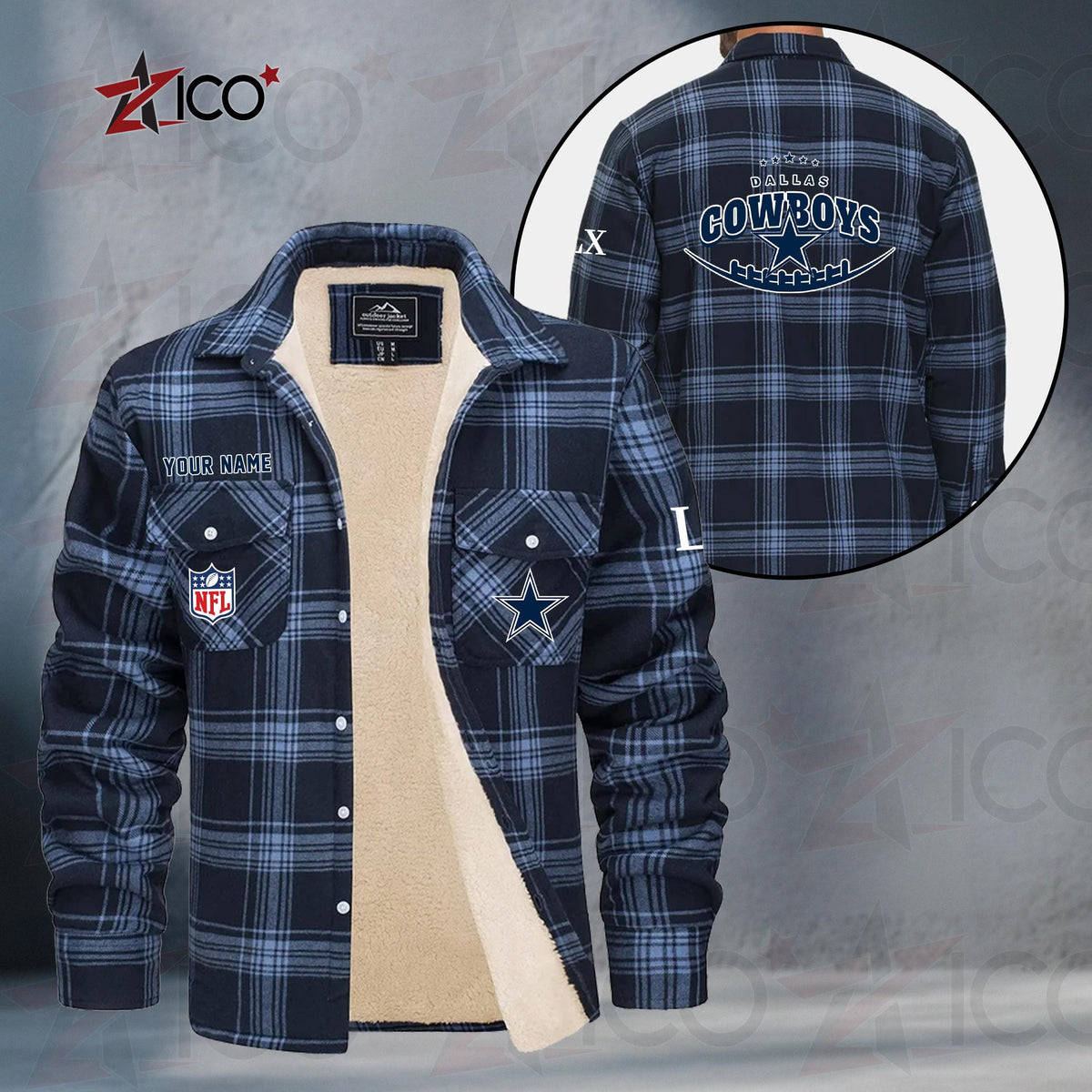 Dallas Cowboys Fleece Flannel Plaid Jacket MN09