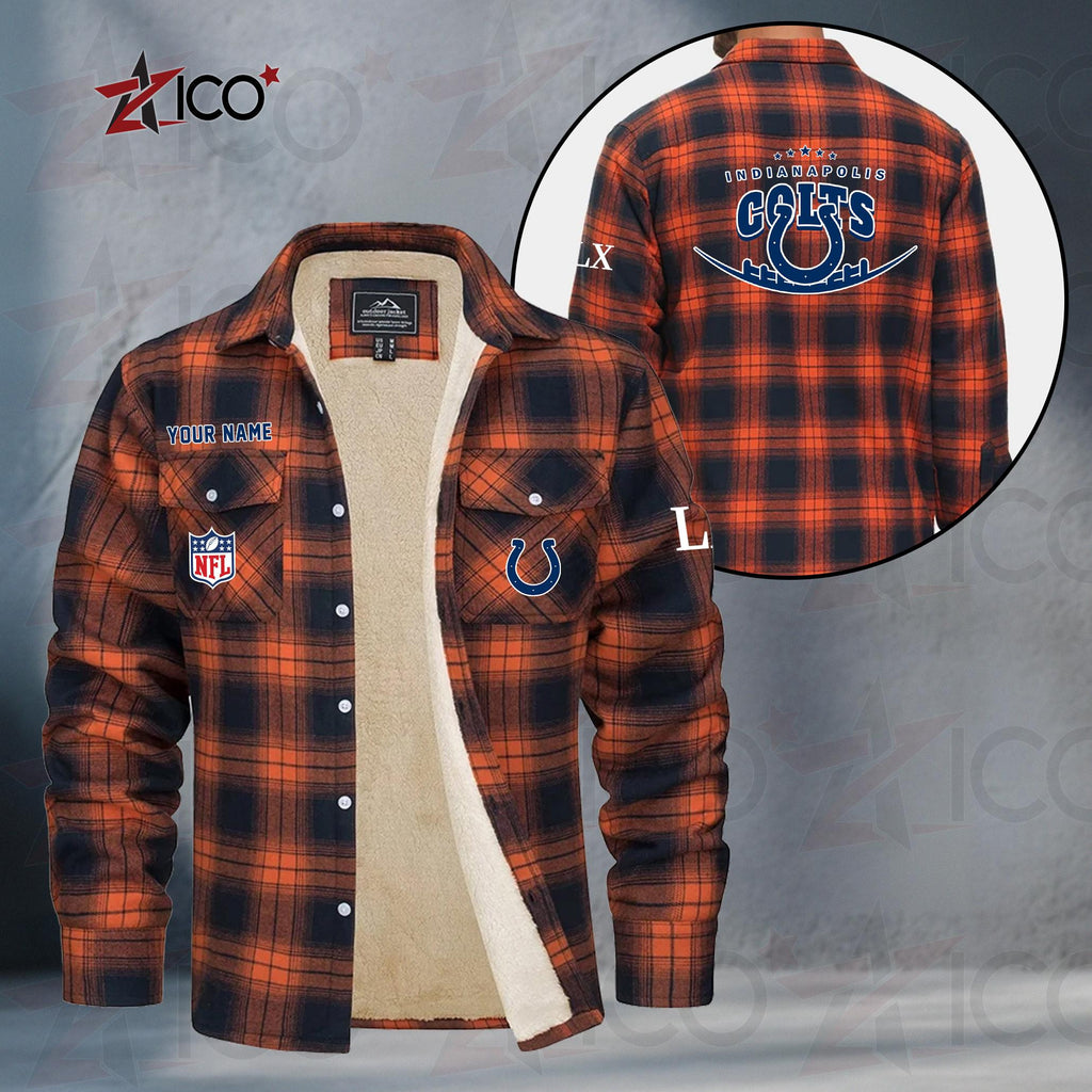 Indianapolis Colts Fleece Flannel Plaid Jacket MN14