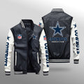 Dallas Cowboys Premium Fleece-Lined Leather Bomber Jacket BG60