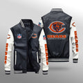 Chicago Bears Premium Fleece-Lined Leather Bomber Jacket BG19