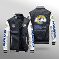 Los Angeles Rams Premium Fleece-Lined Leather Bomber Jacket BG27