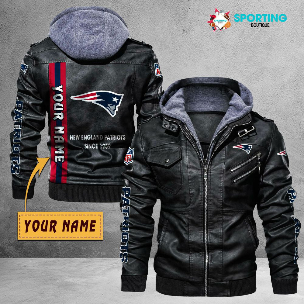New England Patriots VITC9030 – Premium & Ultra-Thick Leather Jacket with Fleece Hood