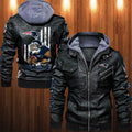 New England Patriots HVKC1814 - Premium & Ultra-Thick Leather Jacket with Fleece Hood