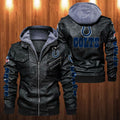 Indianapolis Colts HVKC1247 - Premium & Ultra-Thick Leather Jacket with Fleece Hood