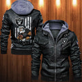 Las Vegas Raiders HVKC1818 - Premium & Ultra-Thick Leather Jacket with Fleece Hood