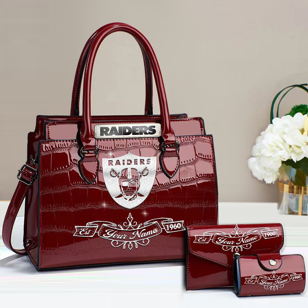 Buy the Handbag, Get the Wallet & Card Holder Free Las Vegas Raiders VITRHB107