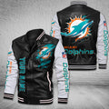 DMHQ0059 Miami Dolphins Signature Series Leather Jacket — Plush Sherpa Lining