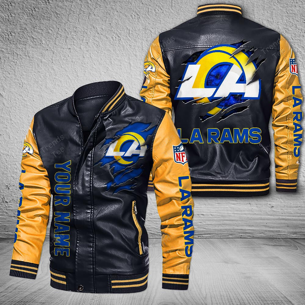 DMHQ0058 Los Angeles Rams Signature Series Leather Jacket — Plush Sherpa Lining