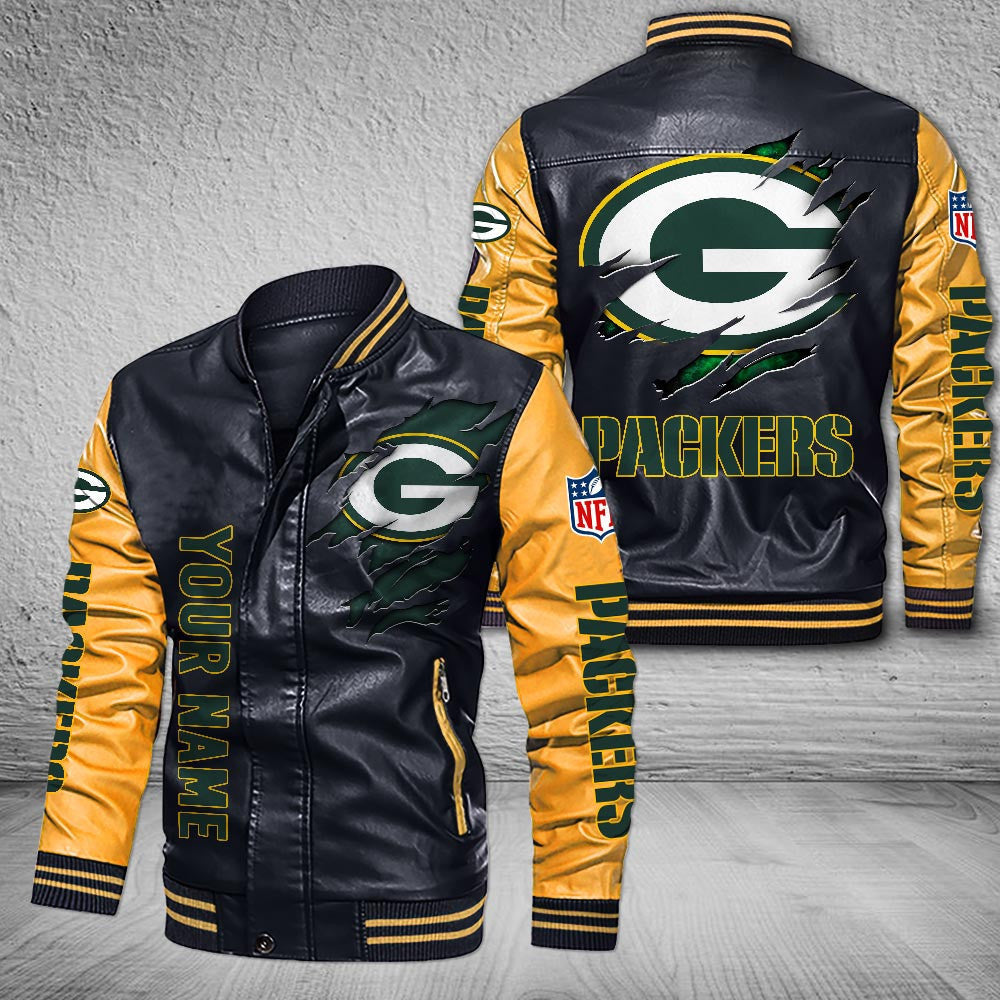 DMHQ0051 Green Bay Packers Signature Series Leather Jacket — Plush Sherpa Lining