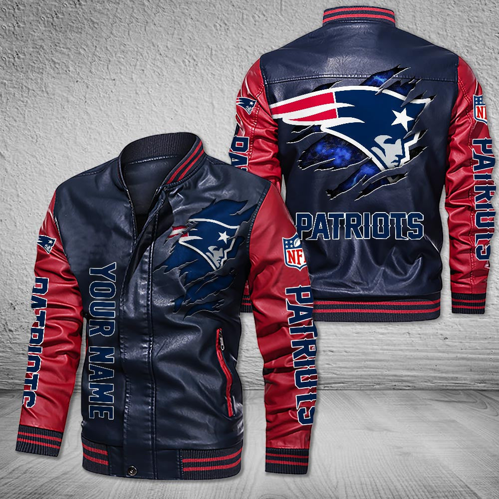 DMHQ0061 New England Patriots Signature Series Leather Jacket — Plush Sherpa Lining