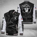 DMHQ0056 Las Vegas Raiders Signature Series Leather Jacket — Plush Sherpa Lining