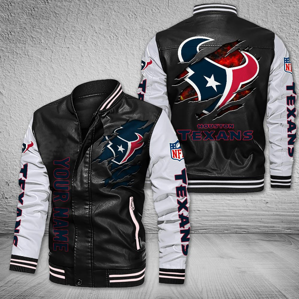 DMHQ0052 Houston Texans Signature Series Leather Jacket — Plush Sherpa Lining