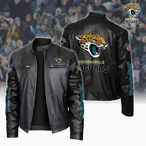Ultra-Premium Leather Jacket Dual Zip Chest— Jacksonville Jaguars SPTSLJ032