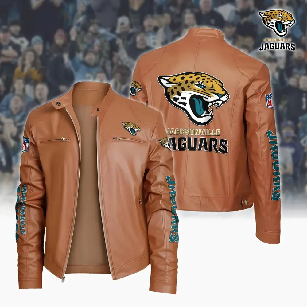 Ultra-Premium Leather Jacket Dual Zip Chest— Jacksonville Jaguars SPTSLJ032