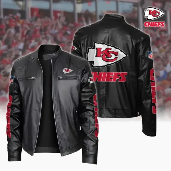 Ultra-Premium Leather Jacket Dual Zip Chest— Kansas City Chiefs SPTSLJ022