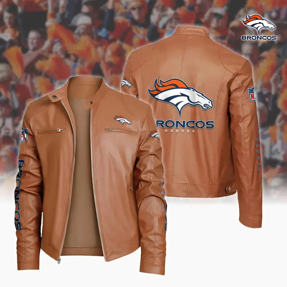 Ultra-Premium Leather Jacket Dual Zip Chest— Denver Broncos SPTSLJ007