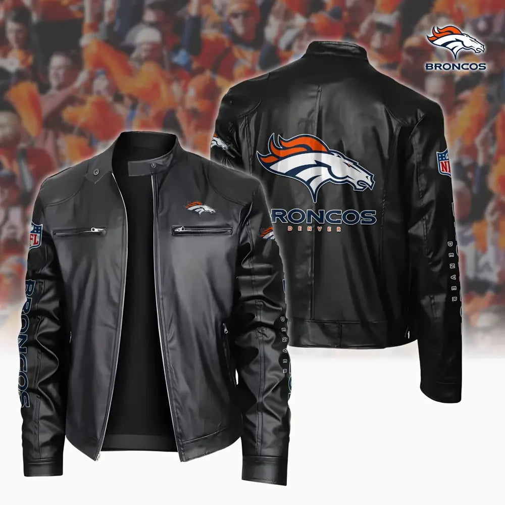 Ultra-Premium Leather Jacket Dual Zip Chest— Denver Broncos SPTSLJ007