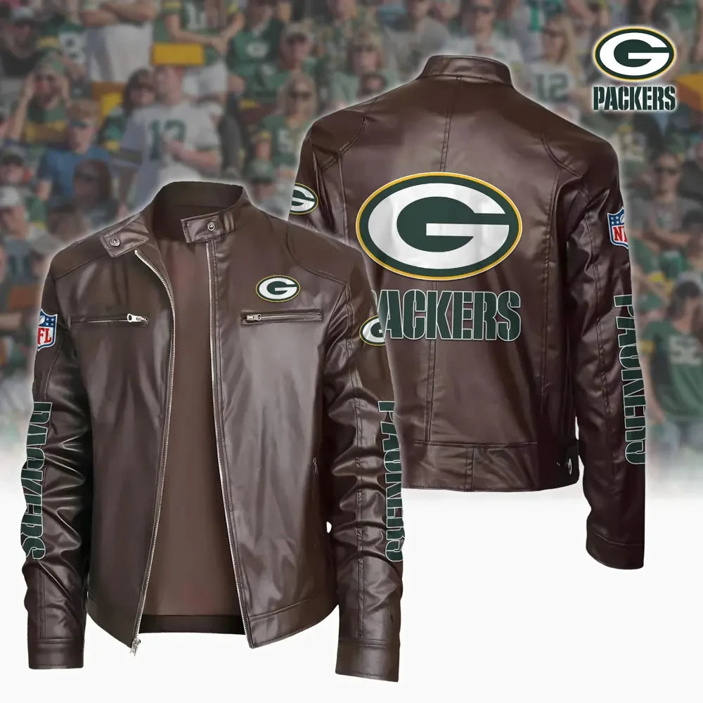 Ultra-Premium Leather Jacket Dual Zip Chest— Green Bay Packers SPTSLJ018