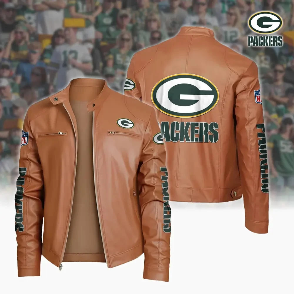 Ultra-Premium Leather Jacket Dual Zip Chest— Green Bay Packers SPTSLJ018