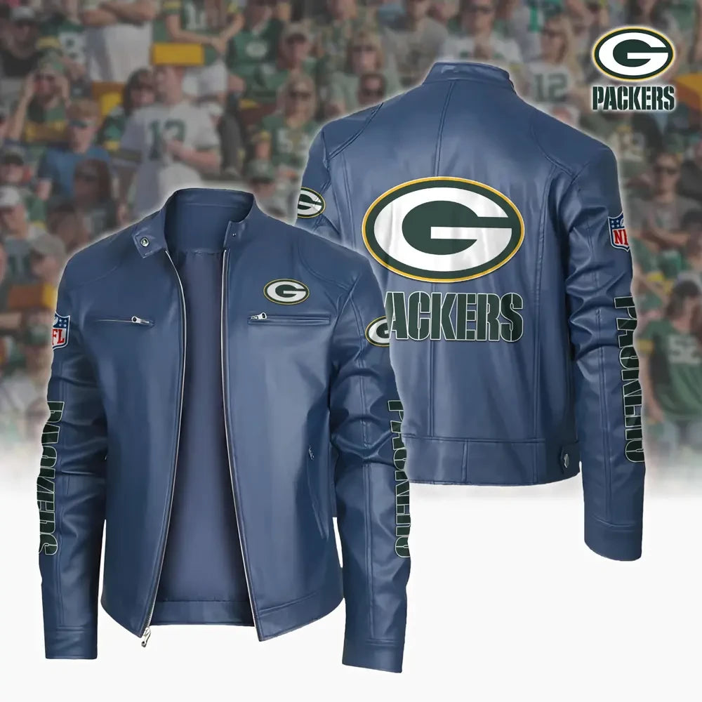 Ultra-Premium Leather Jacket Dual Zip Chest— Green Bay Packers SPTSLJ018