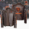 Ultra-Premium Leather Jacket Dual Zip Chest— Chicago Bears SPTSLJ003