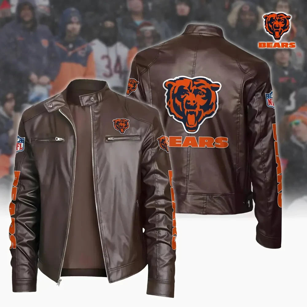 Ultra-Premium Leather Jacket Dual Zip Chest— Chicago Bears SPTSLJ003