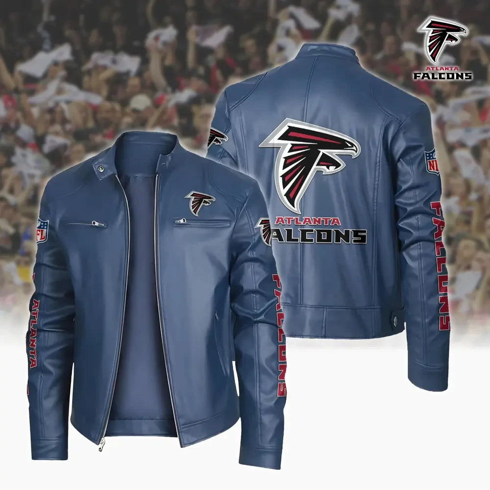 Ultra-Premium Leather Jacket Dual Zip Chest— Atlanta Falcons SPTSLJ015
