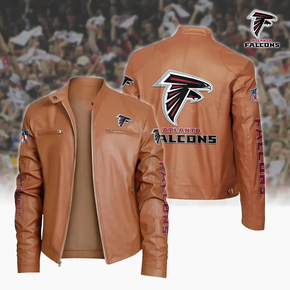 Ultra-Premium Leather Jacket Dual Zip Chest— Atlanta Falcons SPTSLJ015