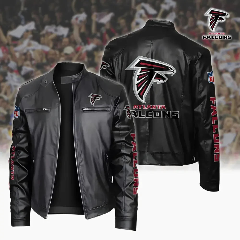 Ultra-Premium Leather Jacket Dual Zip Chest— Atlanta Falcons SPTSLJ015