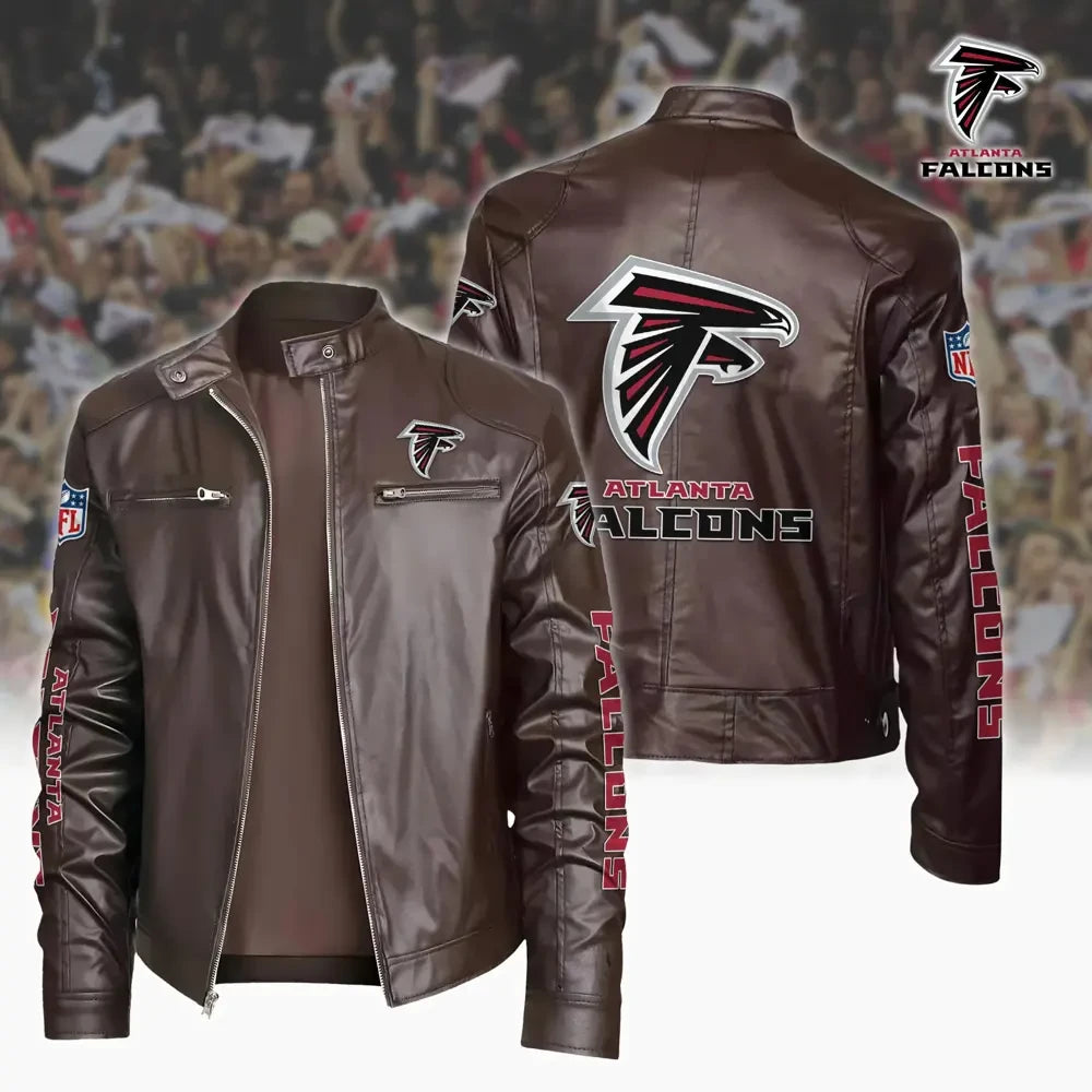 Ultra-Premium Leather Jacket Dual Zip Chest— Atlanta Falcons SPTSLJ015