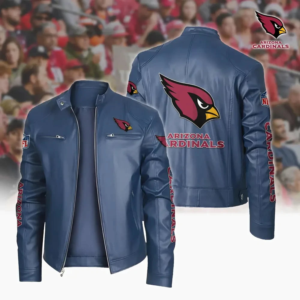 Ultra-Premium Leather Jacket Dual Zip Chest— Arizona Cardinals SPTSLJ020