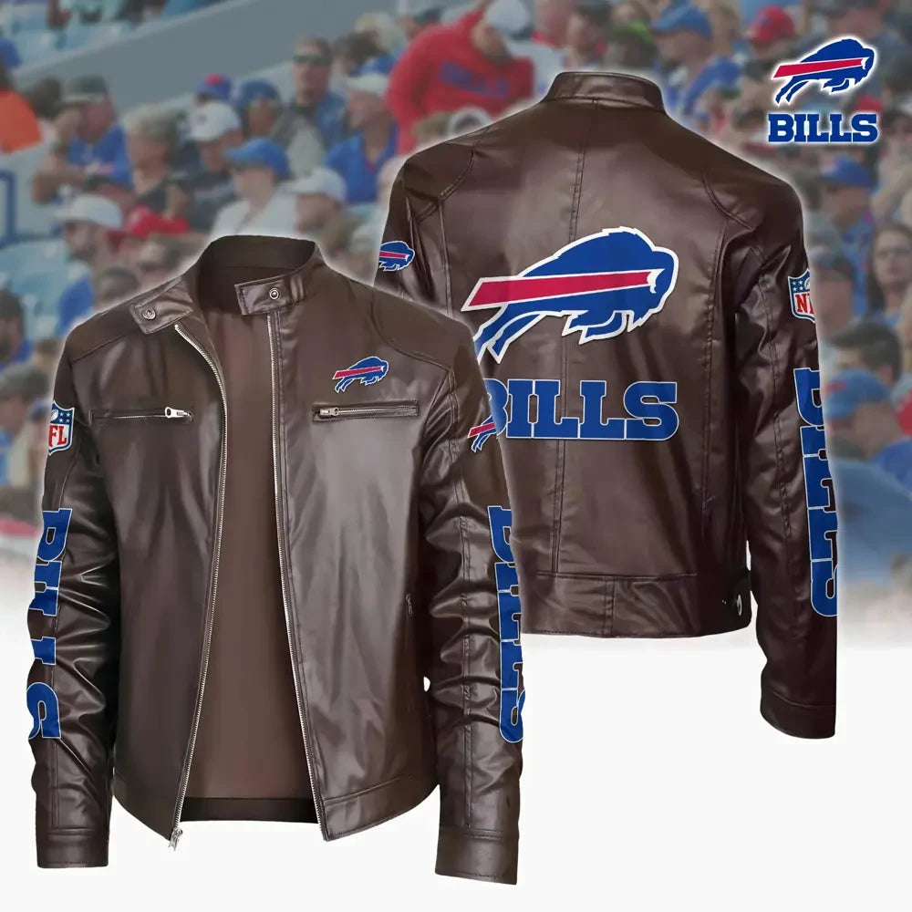 Ultra-Premium Leather Jacket Dual Zip Chest— Buffalo Bills SPTSLJ004
