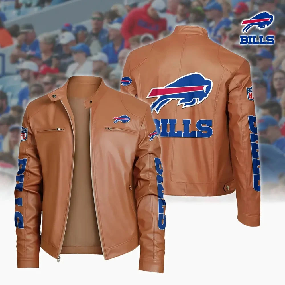 Ultra-Premium Leather Jacket Dual Zip Chest— Buffalo Bills SPTSLJ004