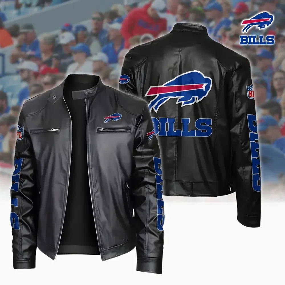 Ultra-Premium Leather Jacket Dual Zip Chest— Buffalo Bills SPTSLJ004
